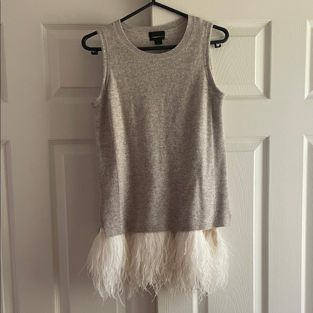 Jcrew cashmere Gray Sleeveless Top with Feather Hem